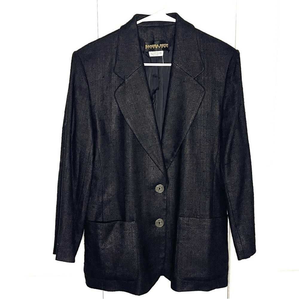 Vintage Sandra Roth 100% Silk Blazer Size 6 Ciaosport EUC Women’s Power Blazer